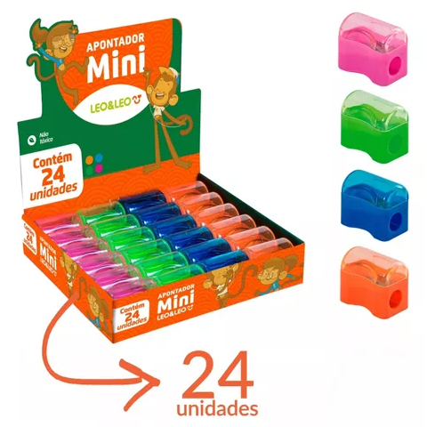 Kit 24 Apontador Com Depósito Mini Cestinha Leo & Leo - Leo leo -Leonora
