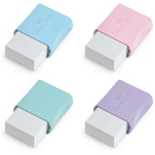 Borracha Faber Castell Pastel Escolar - Azul - Rosa - Roxo - Verde em Oferta na Shopee