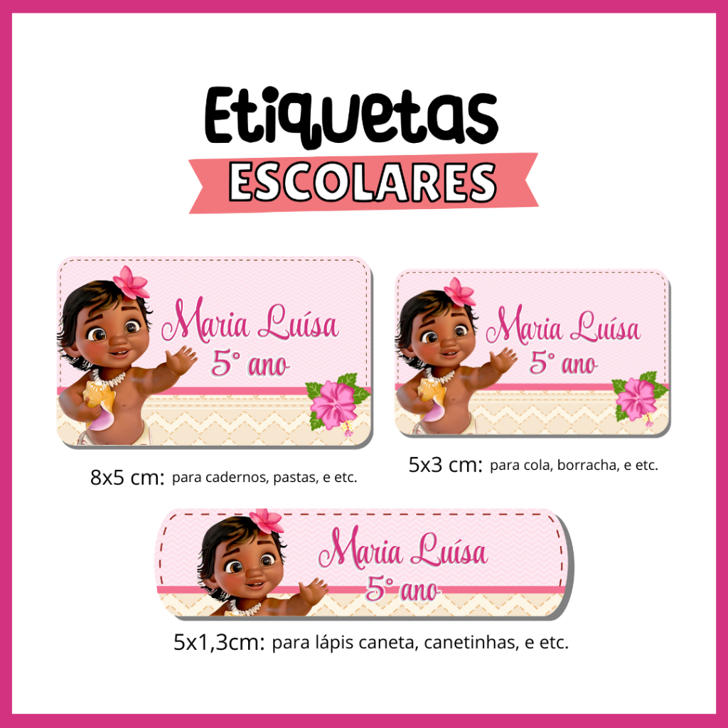 Etiqueta Material Escolar Moana: Onde Comprar | BuscaProdutos