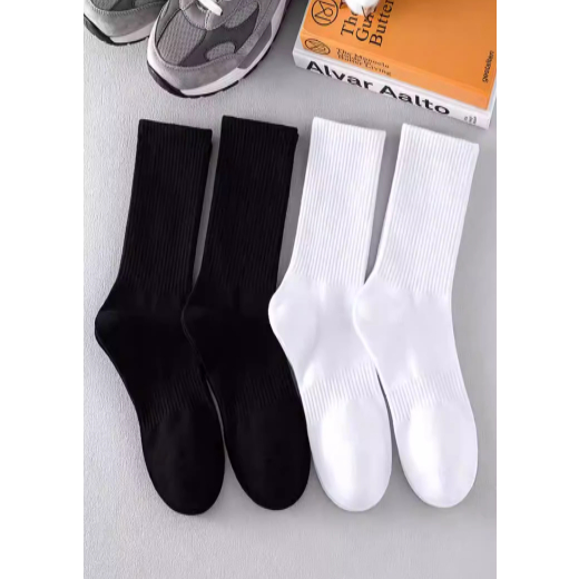 Meias masculinas Longo pretas e brancas grossas de algodão 3-6-12 pares de meias(HBNchang) em Oferta na Shopee