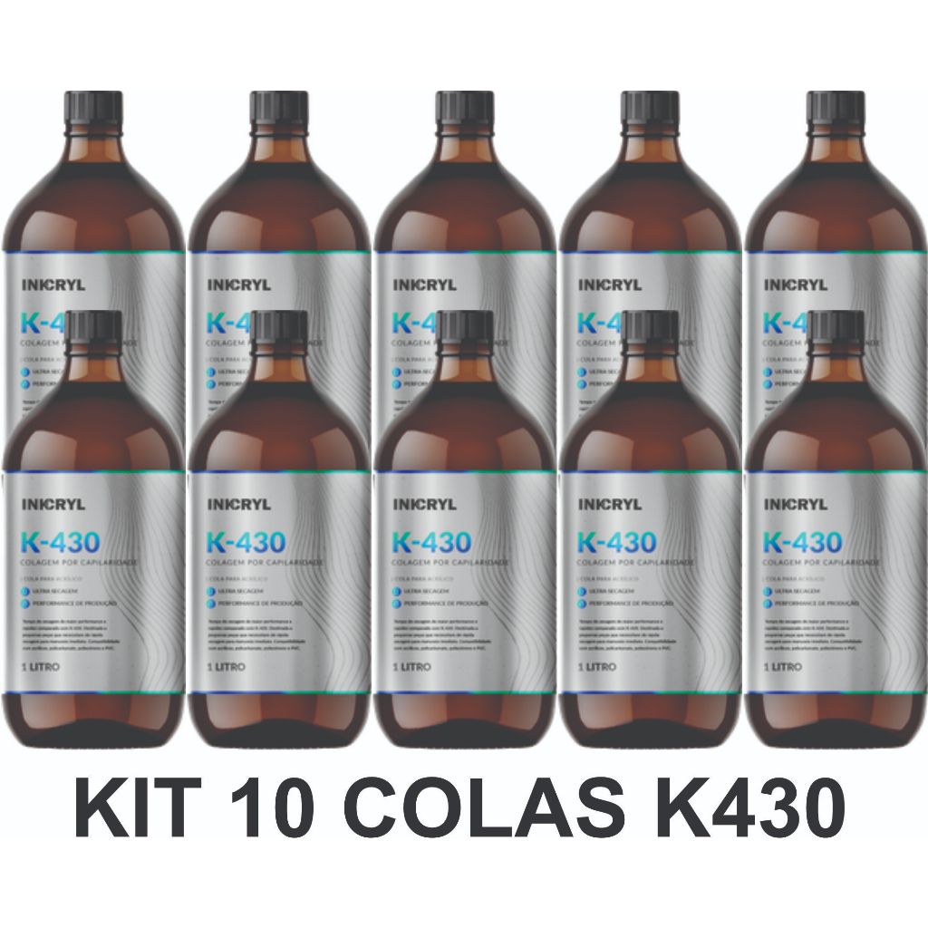 Kit 10 Colas K430 1 LITRO  Ultrasecagem INKCRYL em Oferta na Shopee