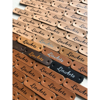Etiquetas de Couro genuíno- 4x1cm - Pacote com 30unidades. Personalizadas. em Oferta na Shopee