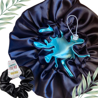 Touca de Cetim Tecido Premium Dupla Face Com Regulador + Xuxinha de Cetim Scrunchie