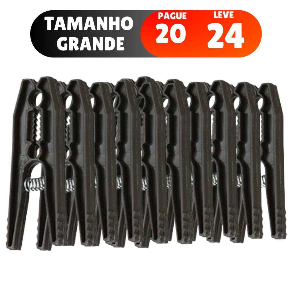 Kit 24 Prendedores De Roupa Grande Varal Pregador Roupa Reforçado Plástico Atacado em Oferta na Shopee