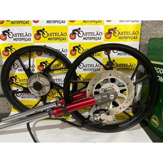 Par Bengala Completa fan 125 2009 a 2013 Esd Disco + sistema de freio + Par Roda liga leve