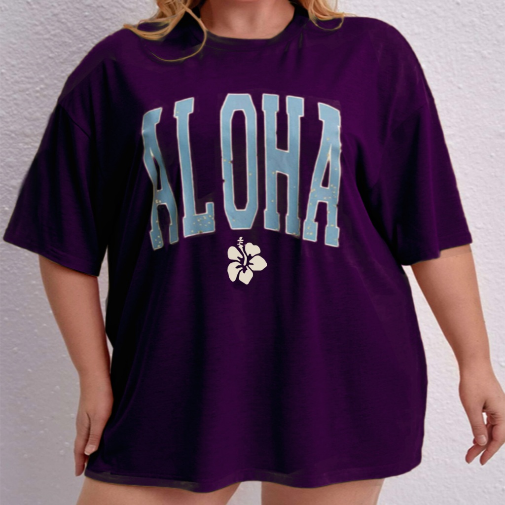 Camiseta Oversized T-shirt Unissex Mulher Aesthetic Tecido Confortável Estampada Aloha Flor Blusa S
