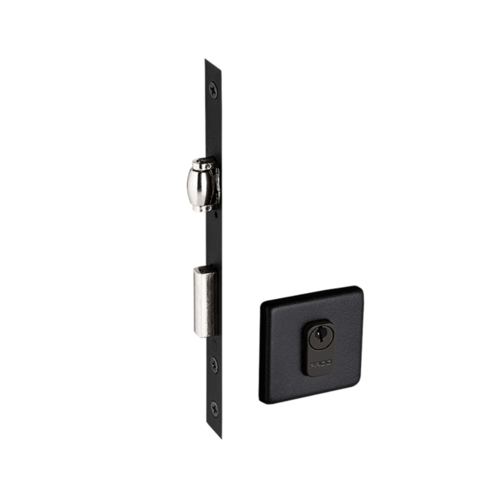 Fechadura Rolete 466 Porta Pivotante de 5,5 à 7cm Preto Cilindro 90mm Pado