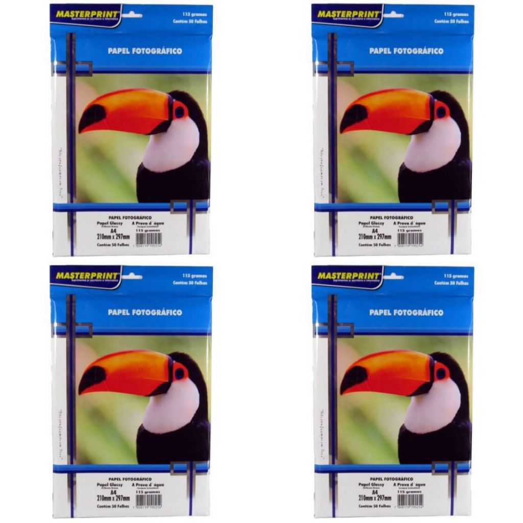 Kit Papel Fotográfico A4 Glossy 115g KIT 500 Folhas Premium Masteprint em Oferta na Shopee
