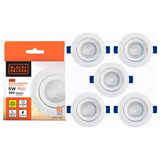 Kit 5 Luminária Led Spot 5W Redondo Branco Frio 6500k Bivolt