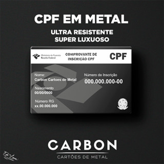 Cartão CPF gravado no metal à laser! (ULTRA RESISTENTE, NÃO DESCASCA E NÃO ENFERRUJA)