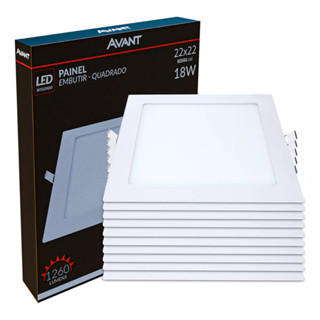 Kit 10 Painel Plafon Led 18w 6500k Embutir Quadrado Luminaria