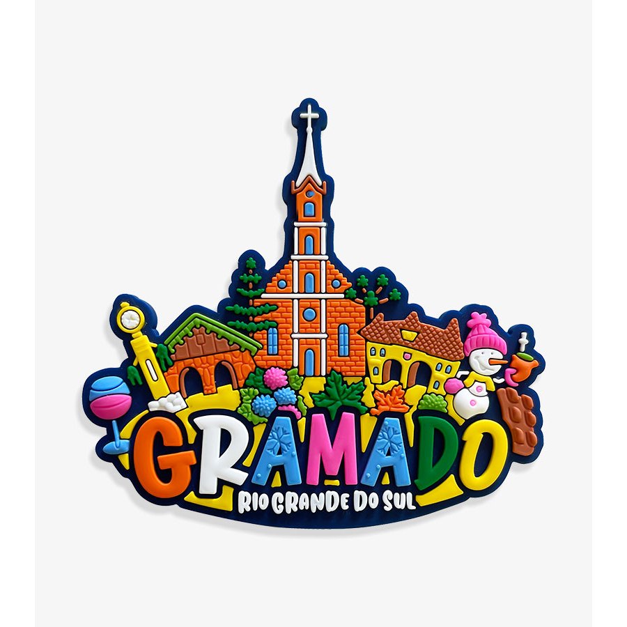 Ímã de Geladeira Gramado RS Borracha Catedral de São Pedro Natal Luz Souvenir Inverno