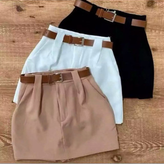 Short Saia Iris Tendência Moda Alfaiataria Cintura Alta