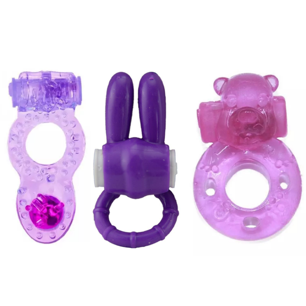 Kit 3 Aneis Penianos Com Vibro Sexy Import Masturbador Masculino Estimulador Massageador em Oferta na Shopee