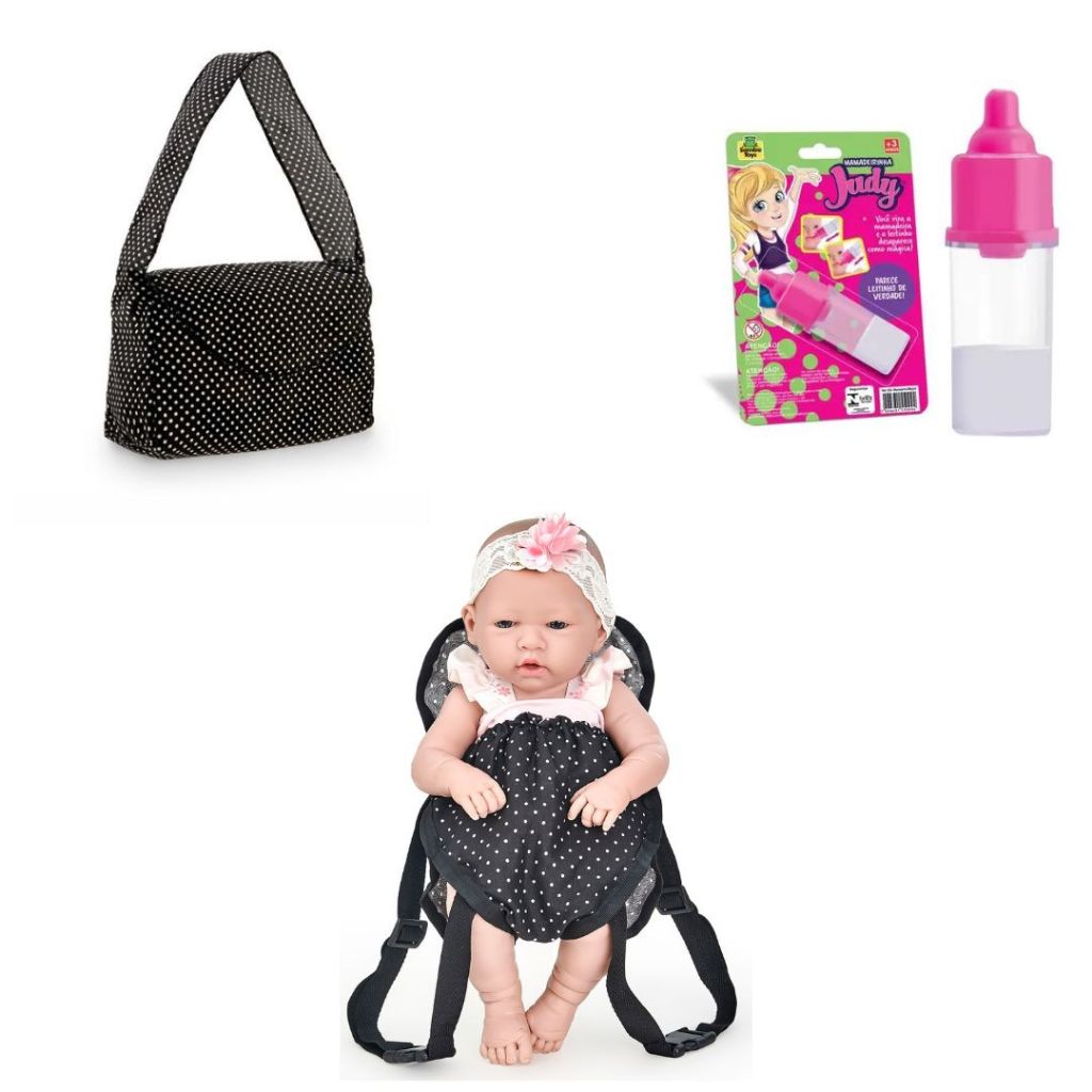 Canguru Para Boneca Baby Carregador Boneca Alive Milano Nina + Bolsa + Leite