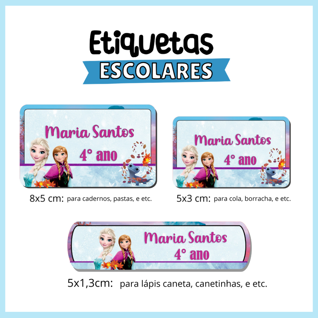 Etiqueta Material Escolar Frozen: Onde Comprar | BuscaProdutos