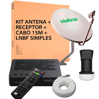 KIT RECEPTOR DIGITAL DE TV VIA SATELITE RDS 840 INTELBRAS + ANTENA  + LNBF SIMPLES + CABO COXIAL RG59