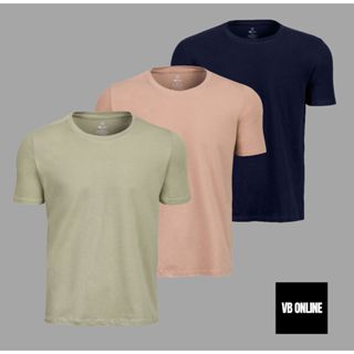 Kit 3 Camisas Camisetas Redonda Algodão Egipcio Premium