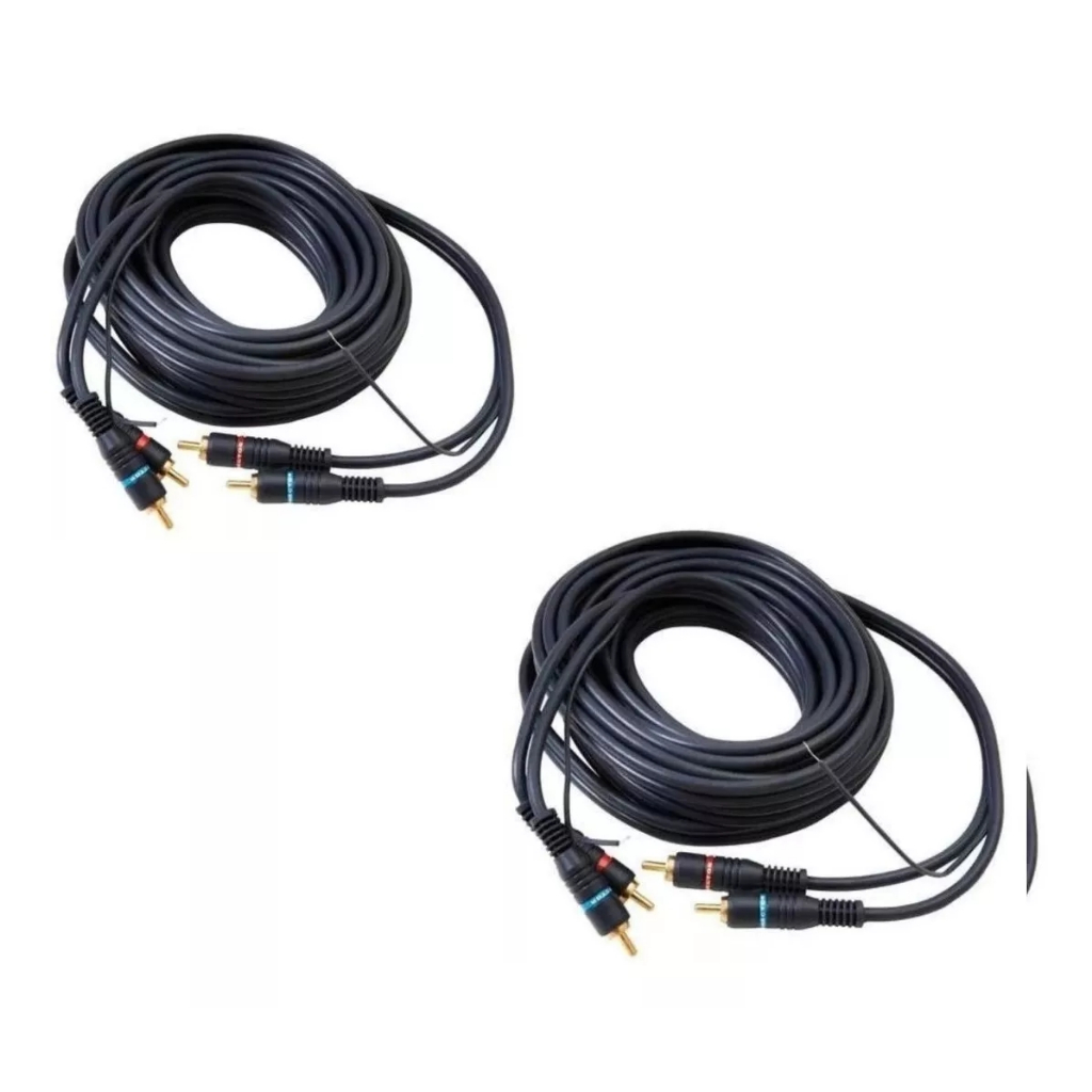 2 Cabo Rca 5 Metros P Som Carro Amplificador Caixa trio Modulo automotivo