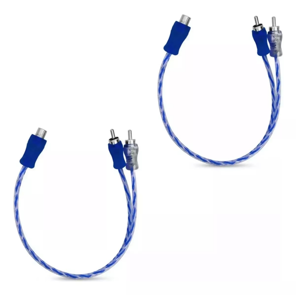 Kit 2 para audio Cabo Rca em Y 15 cm Blindado Som Automotivo Modulo Caixa Trio