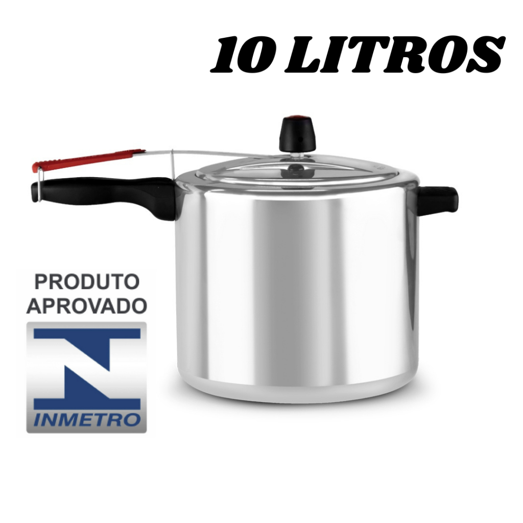 Panela De Pressão 10 Litros Grande Alegrete Polida Em Alumínio Segura Cozinha Rápido em Oferta na Shopee