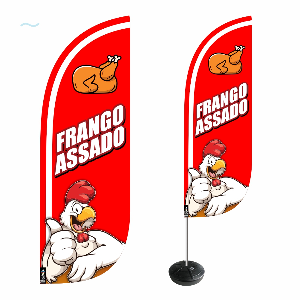 Bandeira Frango Assado Dupla Face Kit Completo 2,7m Fly Flag ENVIO EM 24H