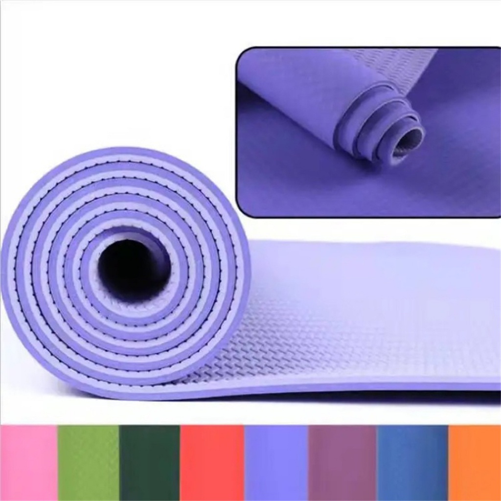 Tapete de Yoga TPE Ecológico 6mm Duas Cores com Bolsa