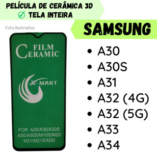 Película Cerâmica Hidrogel Flexível Para Samsung A30 / A30S / A31 / A32 (4G) / A32 (5G) / A33 / A34 / Protetor de Tela Inteira 3D