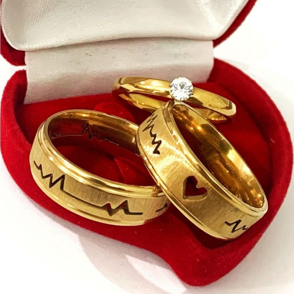 1 par Aliança 6mm de Casamento Moeda Antiga Banhada a Ouro 18k Coração VazadoBatimentos Cardíacos + caixa Namoro Coração em Oferta na Shopee