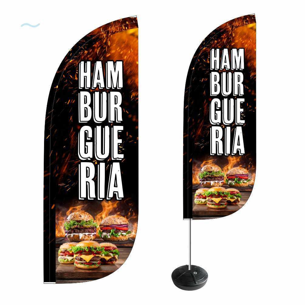 Wind Banner Hamburgueria D.Face Kit completo 2,7m ENVIO EM 24H