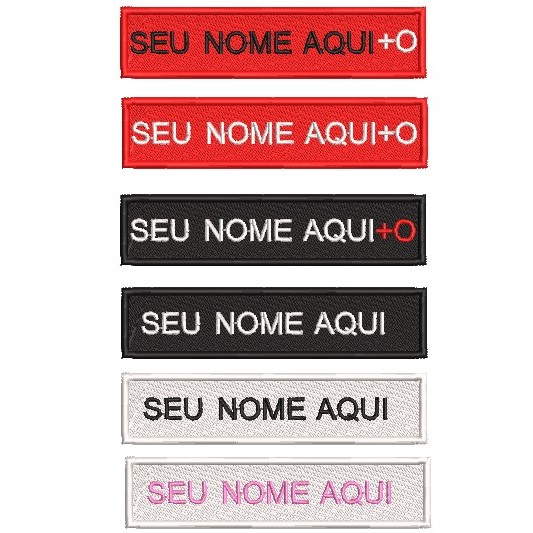 Tarja 2un Patch Bordado Personalizado Cor Nome e Tipo Sanguíneo Termocolante ou Fecho de contato Tamanho10x2,5cm Identificação Tag