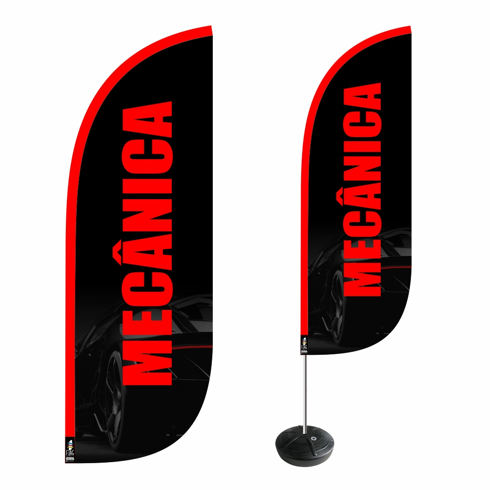 Wind Banner Oficina Mecânica Carro Moto Completo 2,7m Dupla Face Fly Flag ENVIO EM 24H