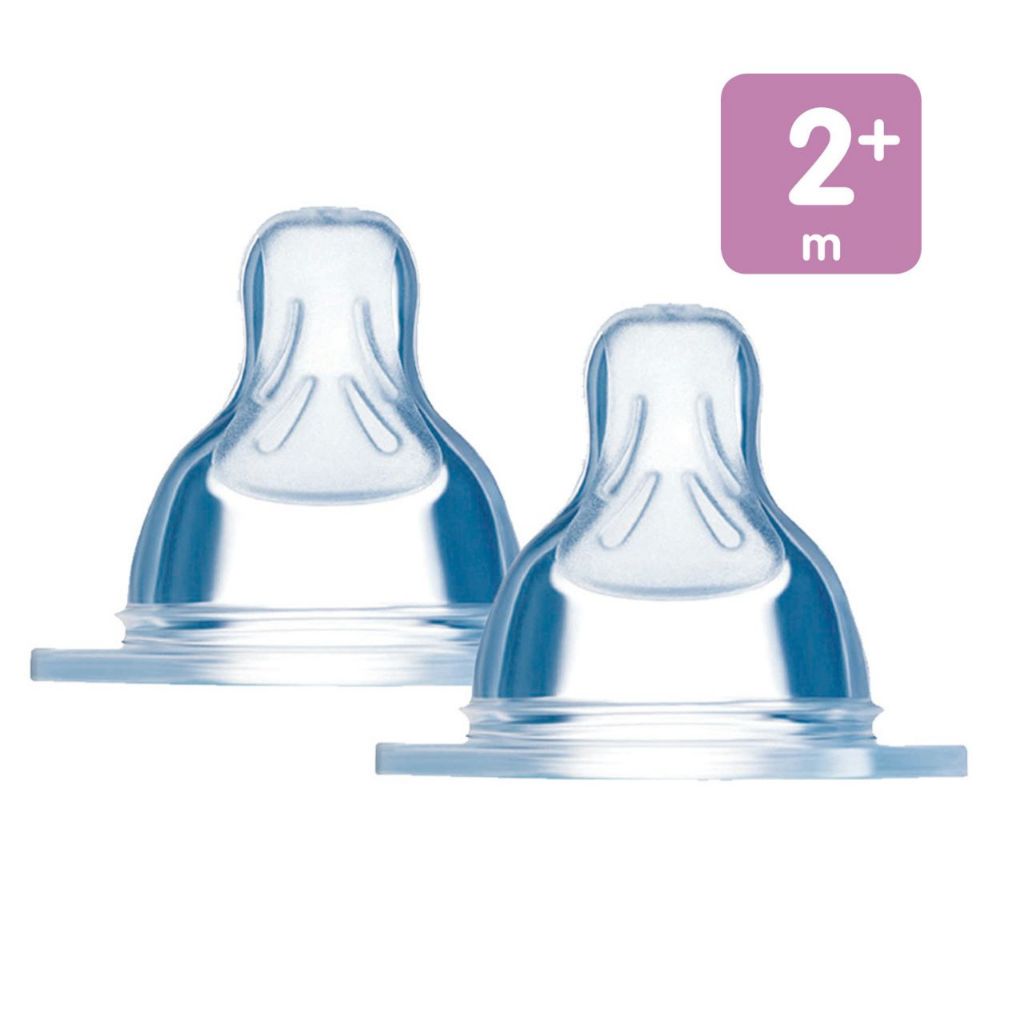 Bico Duplo Mamadeira MAM c/2 un. N2 2+ meses Fluxo Médio Original Silicone Alimentação Bebê Número 2 em Oferta na Shopee