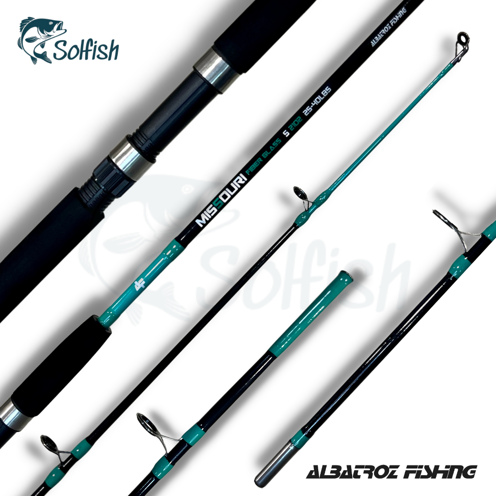 Vara Pesca Para Molinete Missouri 2,10m 40lbs Albatroz Ação Média Rápida Fibra Vidro Maciça 2 Partes
