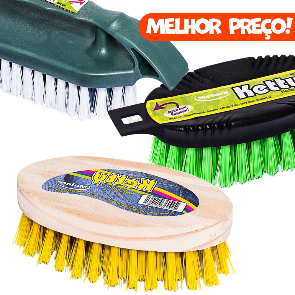 Kit 3 ou 1 Escovas Escova Multiuso Lavanderia Casa Cozinha Banheiro Lava Roupas Organização Limpeza Pesada Rápida Plástico ou Madeira Material Premium - ENVIO IMEDIATO