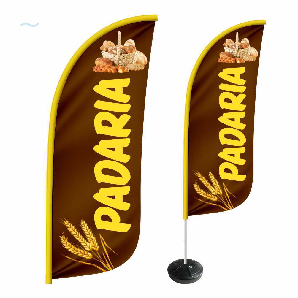 Wind Banner Dupla Face Padaria Kit Completo 2,7m ENVIO EM 24H