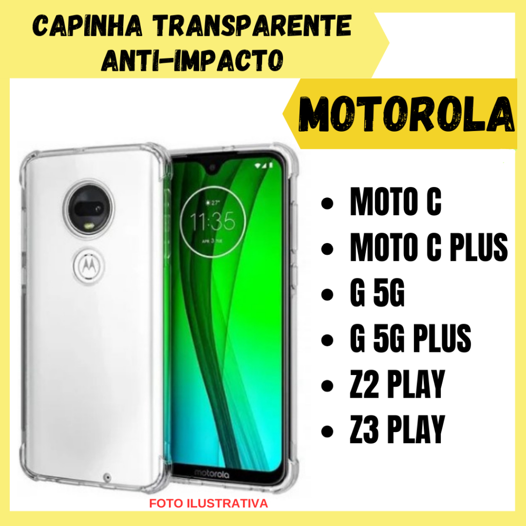 Capinha Transparente Anti Impacto Para Motorola Moto G 5G / G 5G Plus / Z2 Play / Z3 Play / Moto C / C Plus / Capa para celular (CF09)