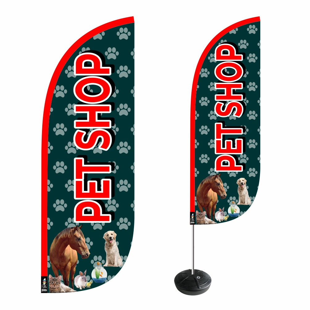 Wind Banner Pet Shop Completo D. Face 2,7m Alta Qualidade ENVIO EM 24H