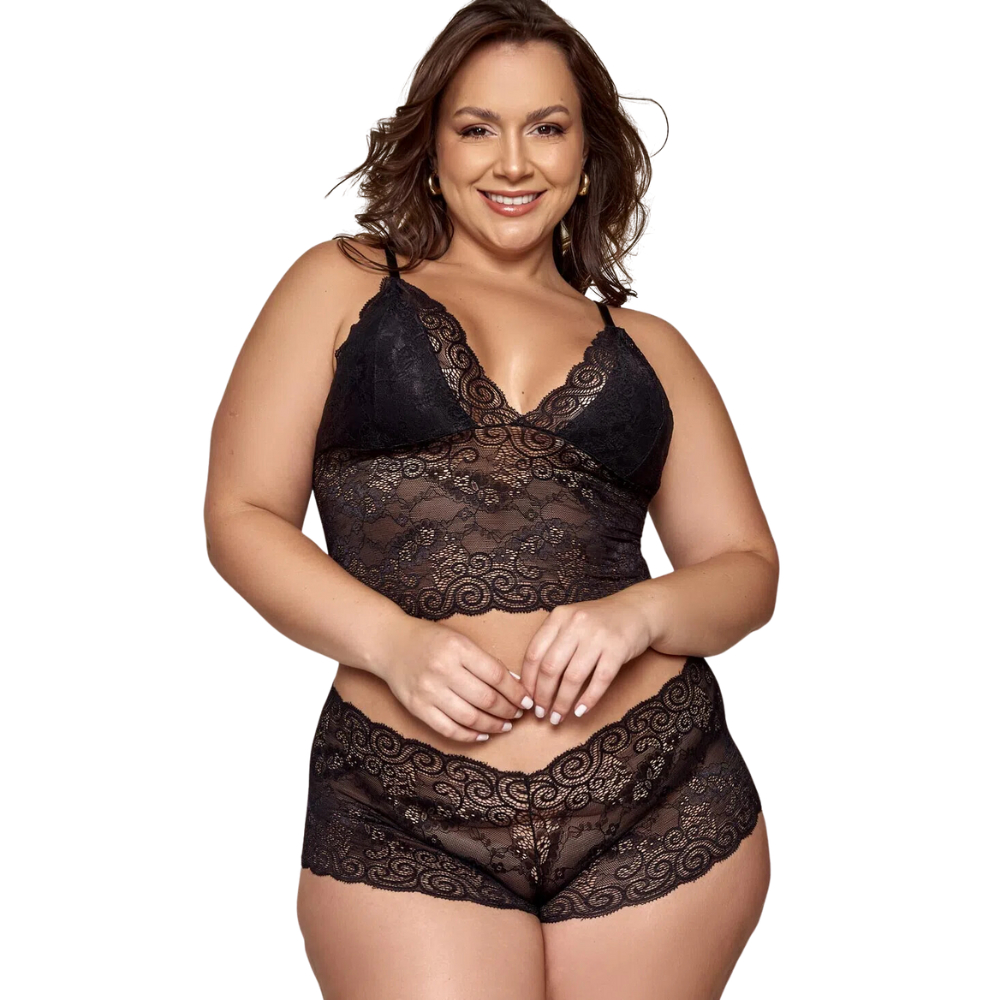 Conjunto Renda Espera Marido Sensual Plus-size Moda Íntima em Oferta na Shopee