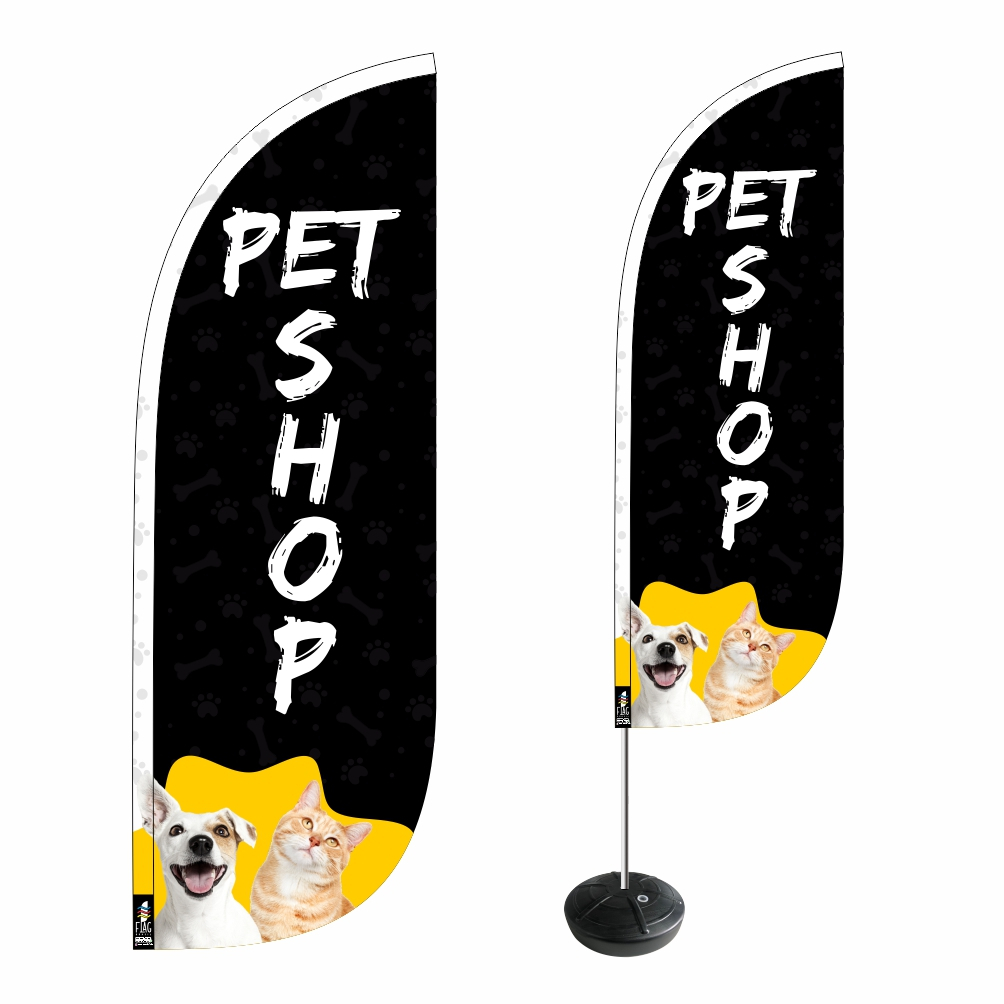 Wind Banner Pet Shop Completo Dupla Face 2,7m Alta Qualidade ENVIO EM 24H