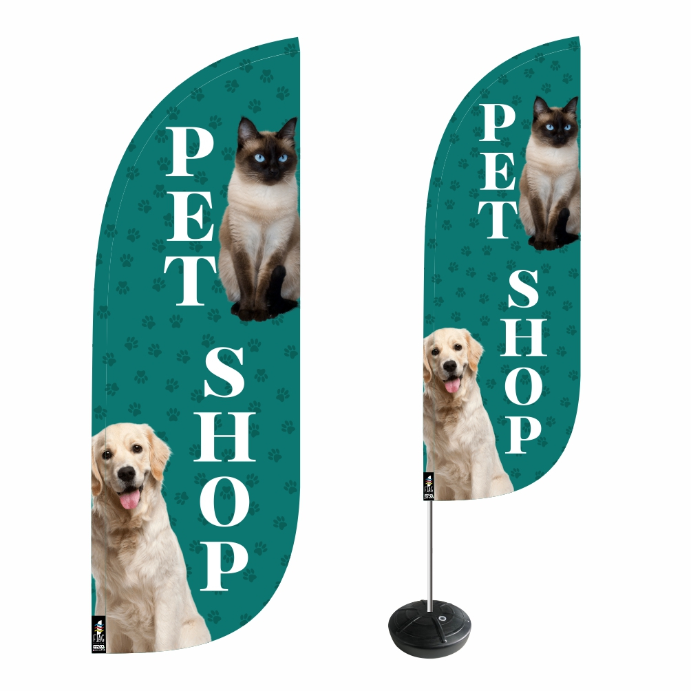 Wind Banner Pet Shop Dupla Face Kit Completo 2,7m ENVIO EM 24H