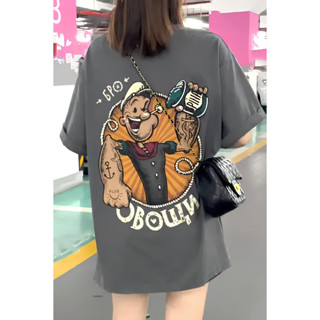 Camisa Camiseta De Tamanho Grande com Letras para Mulheres (Cinza Escuro)