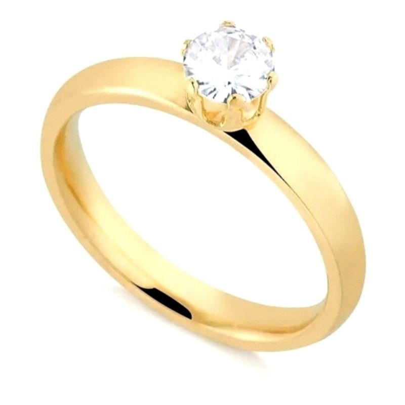 Anel Feminino Moeda Antiga Pedra Zircônia 2mm Solitário Banhado a Ouro 18k Dourado
