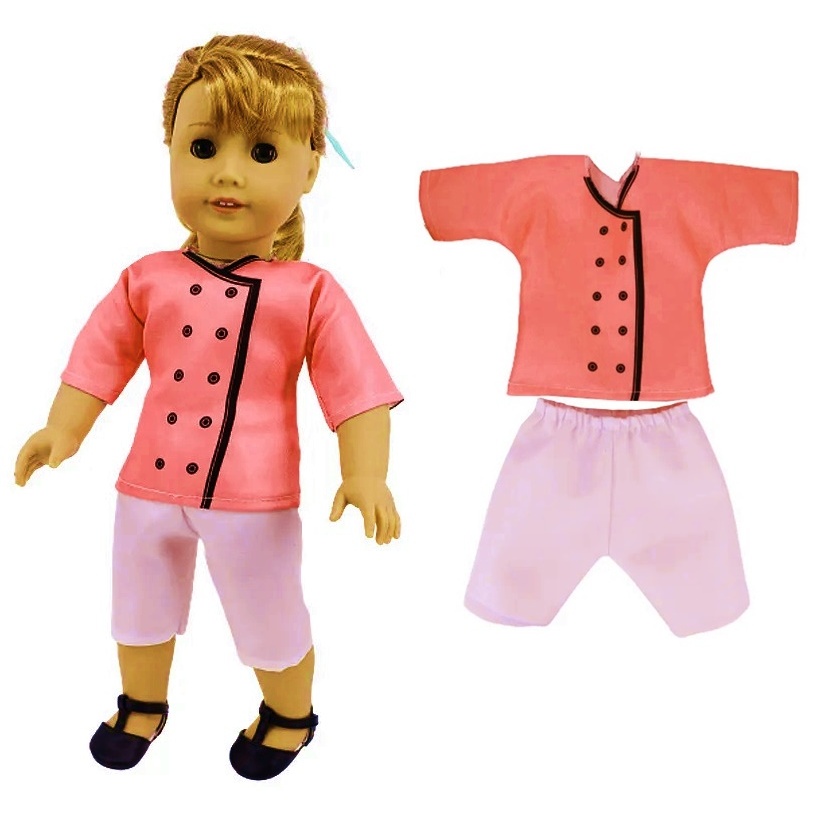 Roupa Para Boneca American Girl Our Generation Adora Bebê Reborn Baby Alive My London Girl Sophia Madame Alexander Lissi Goetz Corelle Roupinha Chefe Cozinha com Acessório 03