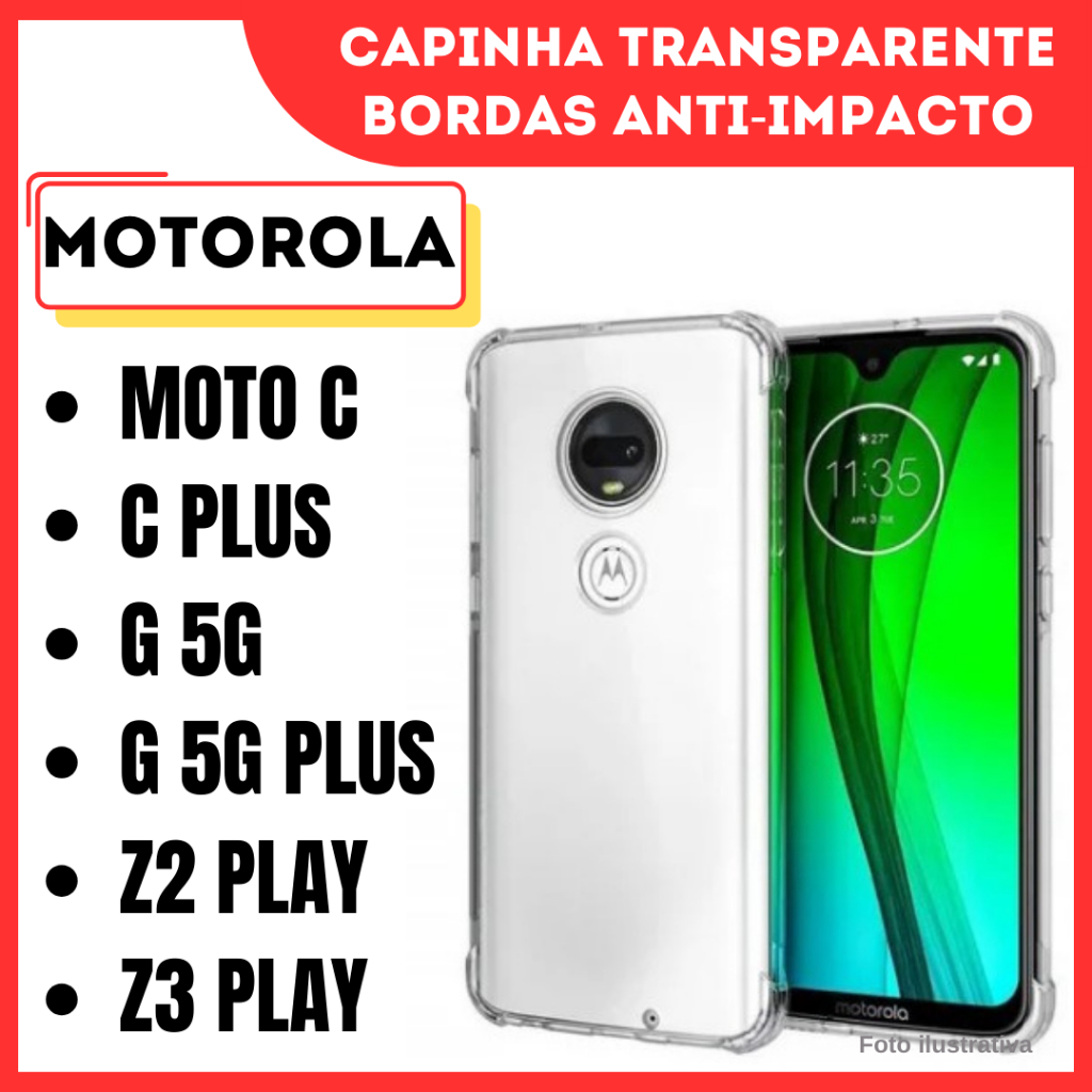 Capinha Transparente de Silicone Anti impacto Motorola Moto Z2 Play / Z3 Play / Moto C / C Plus / G 5G /G 5G Plus / Capa Case Antiqueda (CF09)