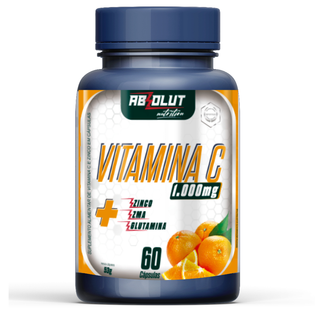 Vitamina C 60 caps com ZINCO + ZMA + Glutamina Absolut Nutrition