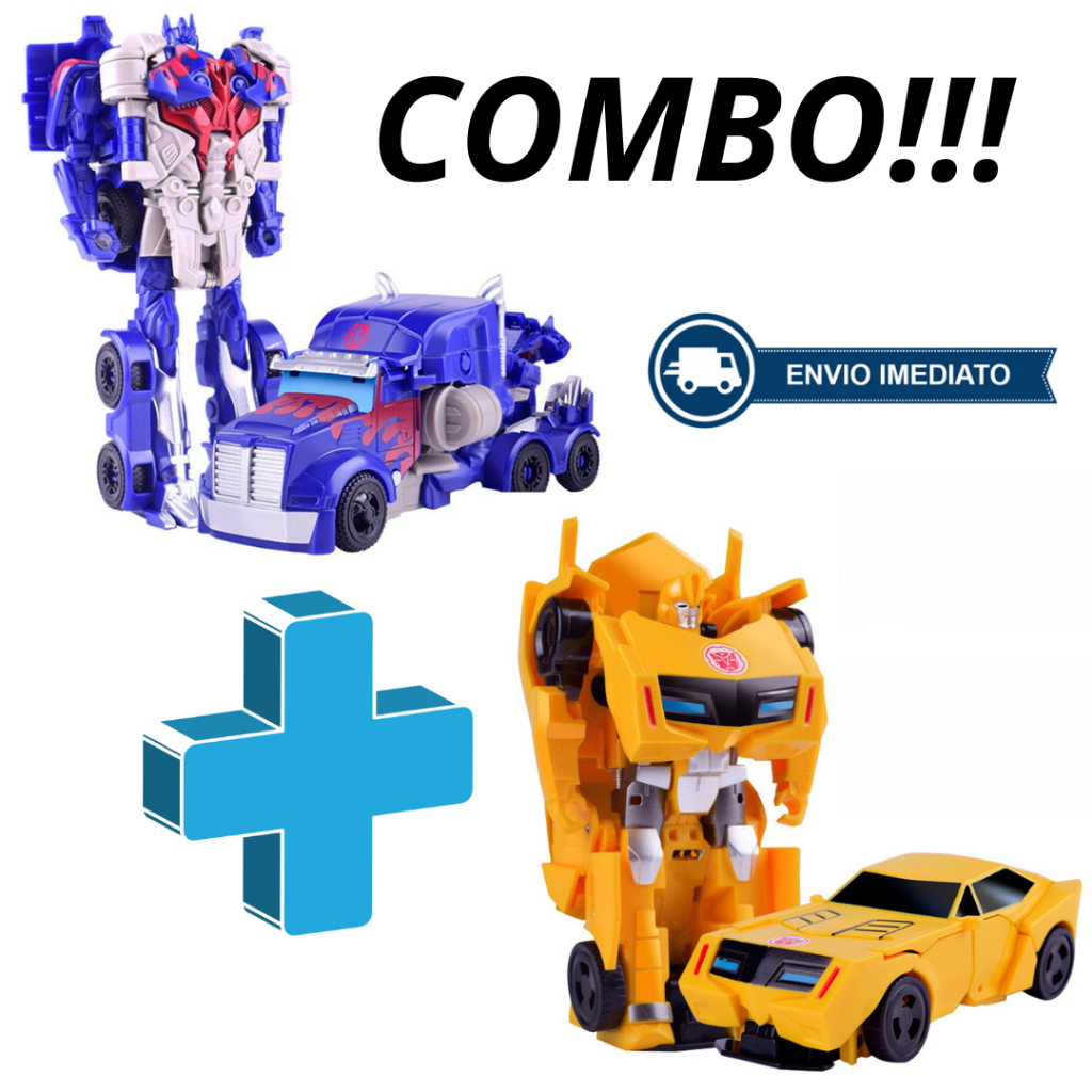 Brinquedo Transformers Combo Optimus Prime + Bumblebee, Caminhão, Carro Vira Robô Amarelo Para Crianças - Envio Imediato