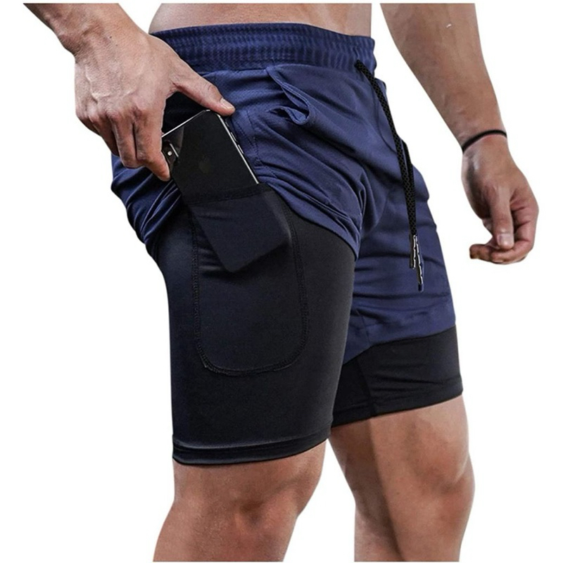 Short Academia DryFit Short 2 em 1 Bermuda Academia Masculina Treino Elastano
