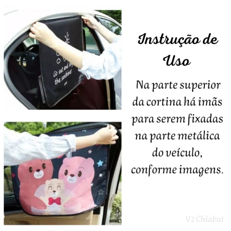 Cortina para Carro Magnética fixação por imãs Protetor Solar Blackout para Bebê Quebra Sol