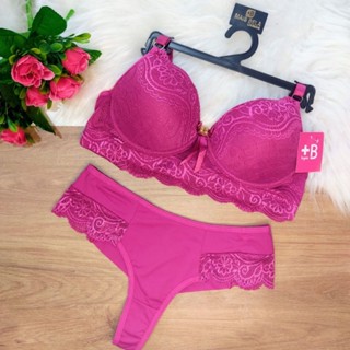 Conjunto Lingerie Com Sutiã Bojo Luxo Renda Calcinha Cintura Alta - Moda Íntima - Langerie